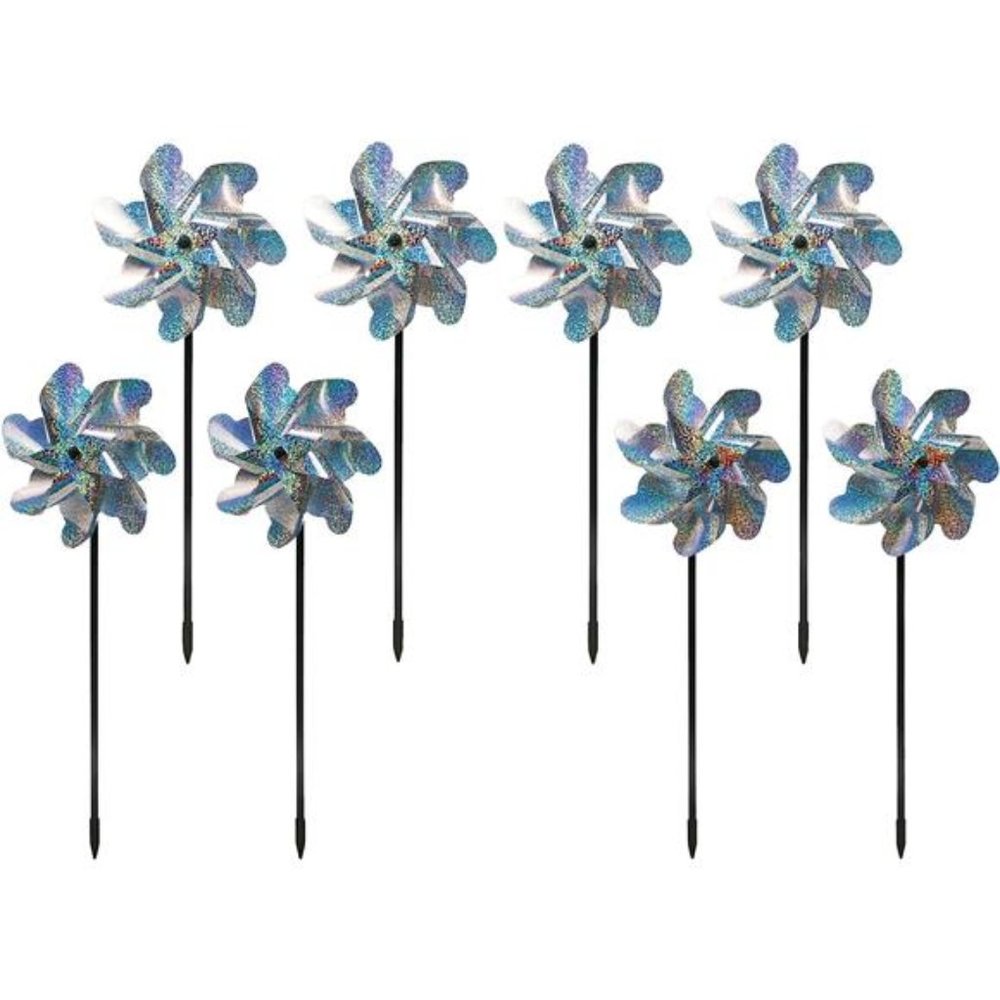 Premium Repellent Pin Wheels - Sparkly Holographic Wheel Spinners, Scare Birds